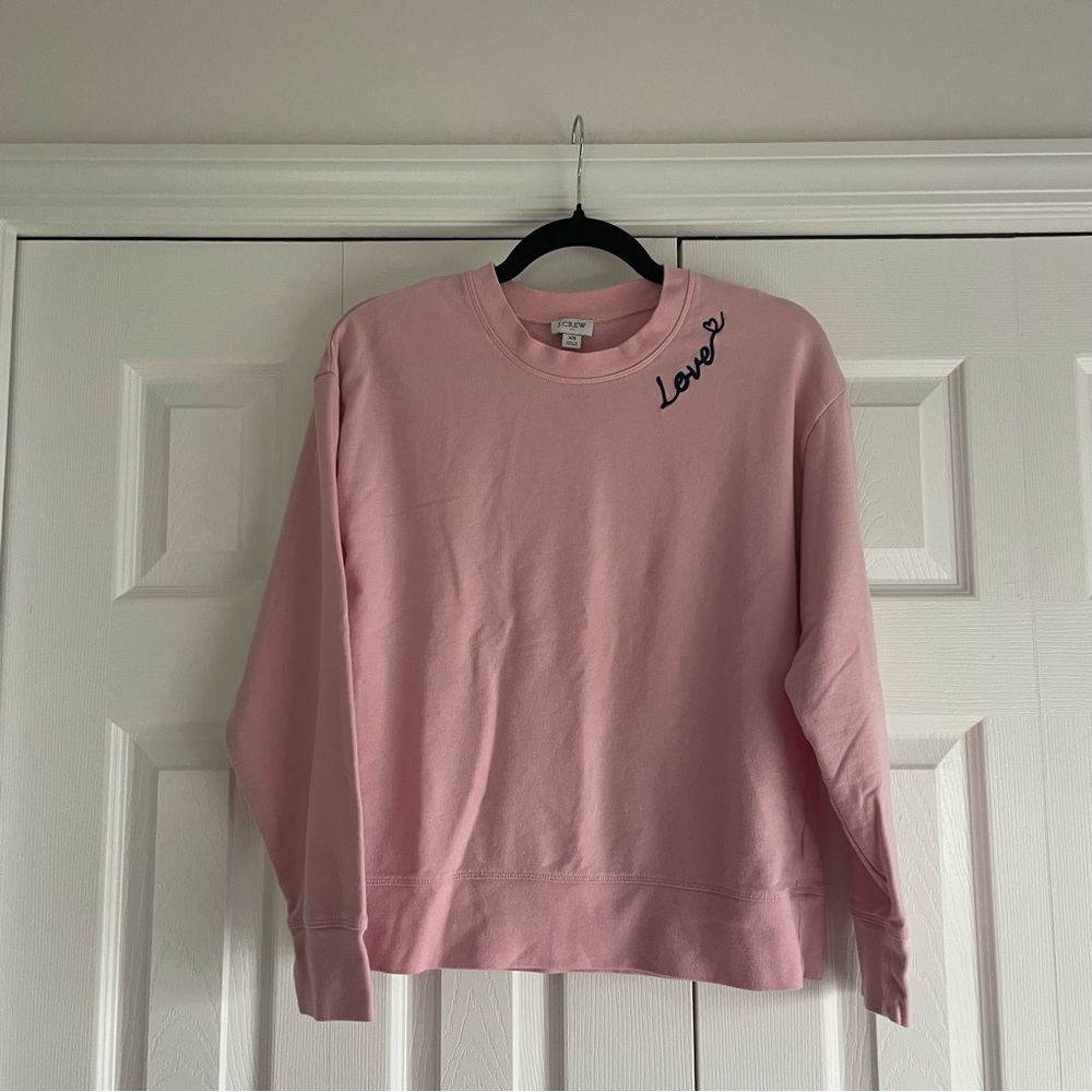 J. Crew Pink Sweatshirt with Embroidered Detail